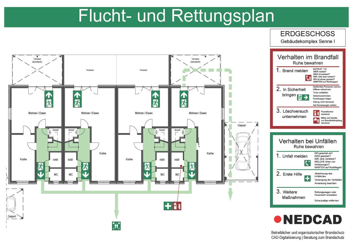 Flucht- und Rettungsplan Beispiel nach DIN ISO 23601